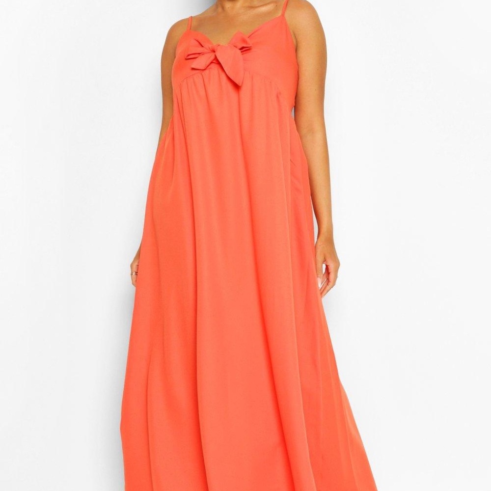 Plus Tie Front Strappy Maxi Dress